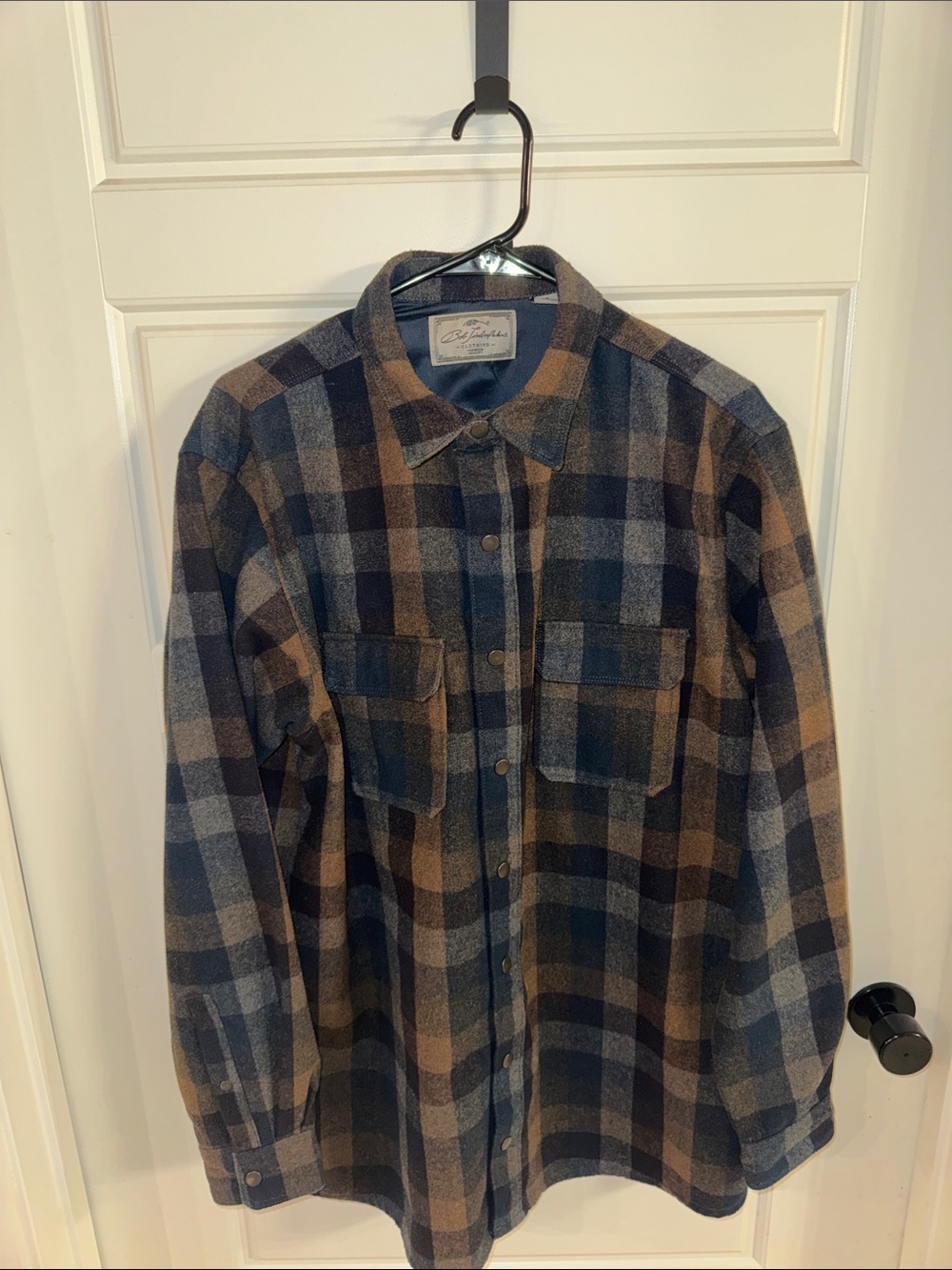 Bob Timberlake Plaid Shacket in Navy, Brown & Gray